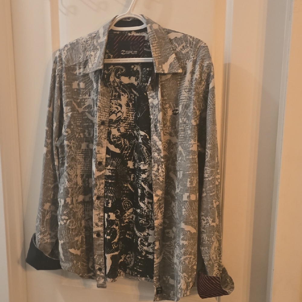 Split Men's Black and White Abstract Jacket